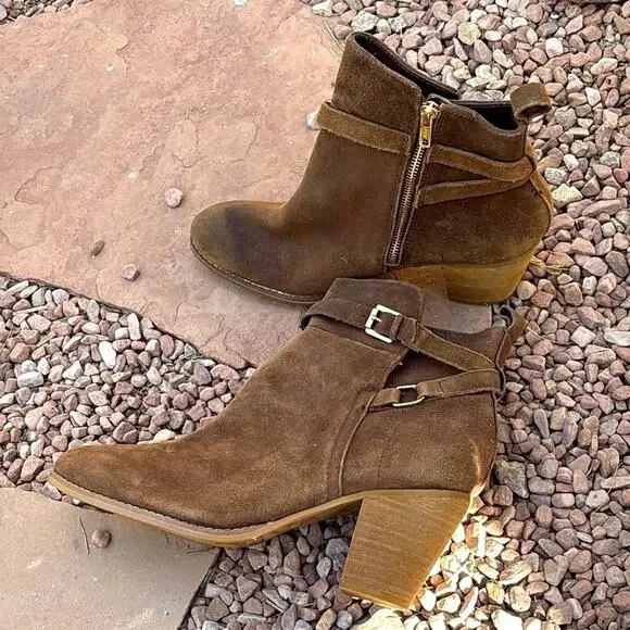 Lauren Ralph Lauren Macie Suede Leather Ankle Boots Size 10 - Picture 2 of 5